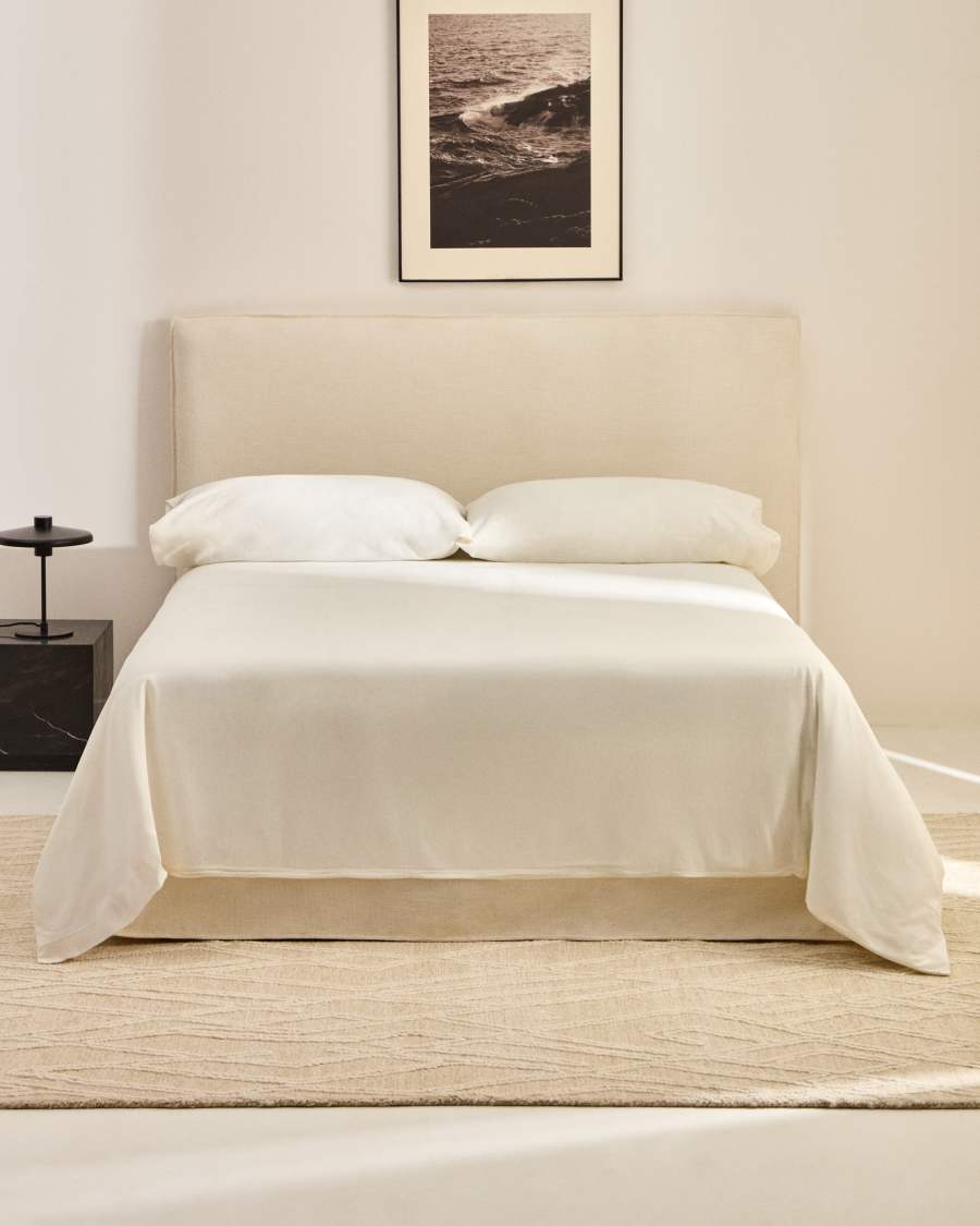 Jaira headboard cover in white chenille for a bed up to 160 cm