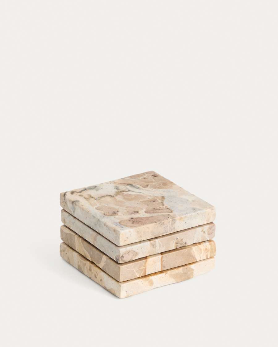 Set of 4 beige Malder marble coasters