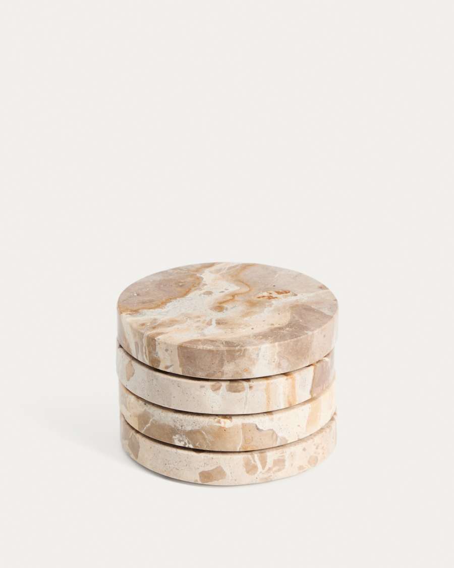 Set of 4 beige Malder marble coasters