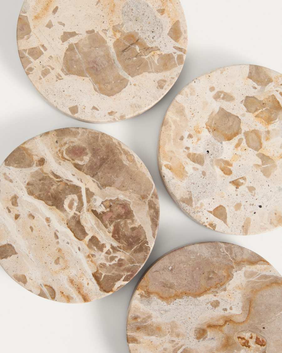 Set of 4 beige Malder marble coasters