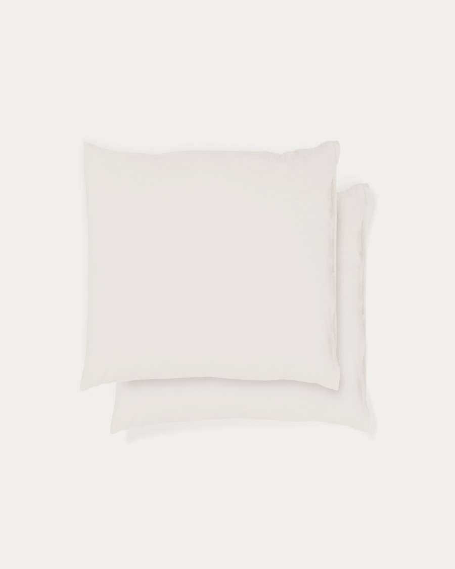 Simmel set of 2 beige linen blend pillow cases 65 x 65cm