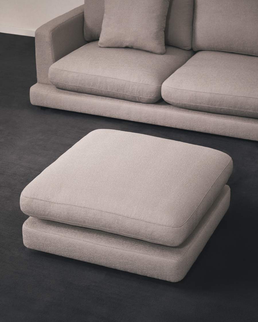 Gala grey micro bouclé footstool FSC Mix Credit 90 x 90 cm
