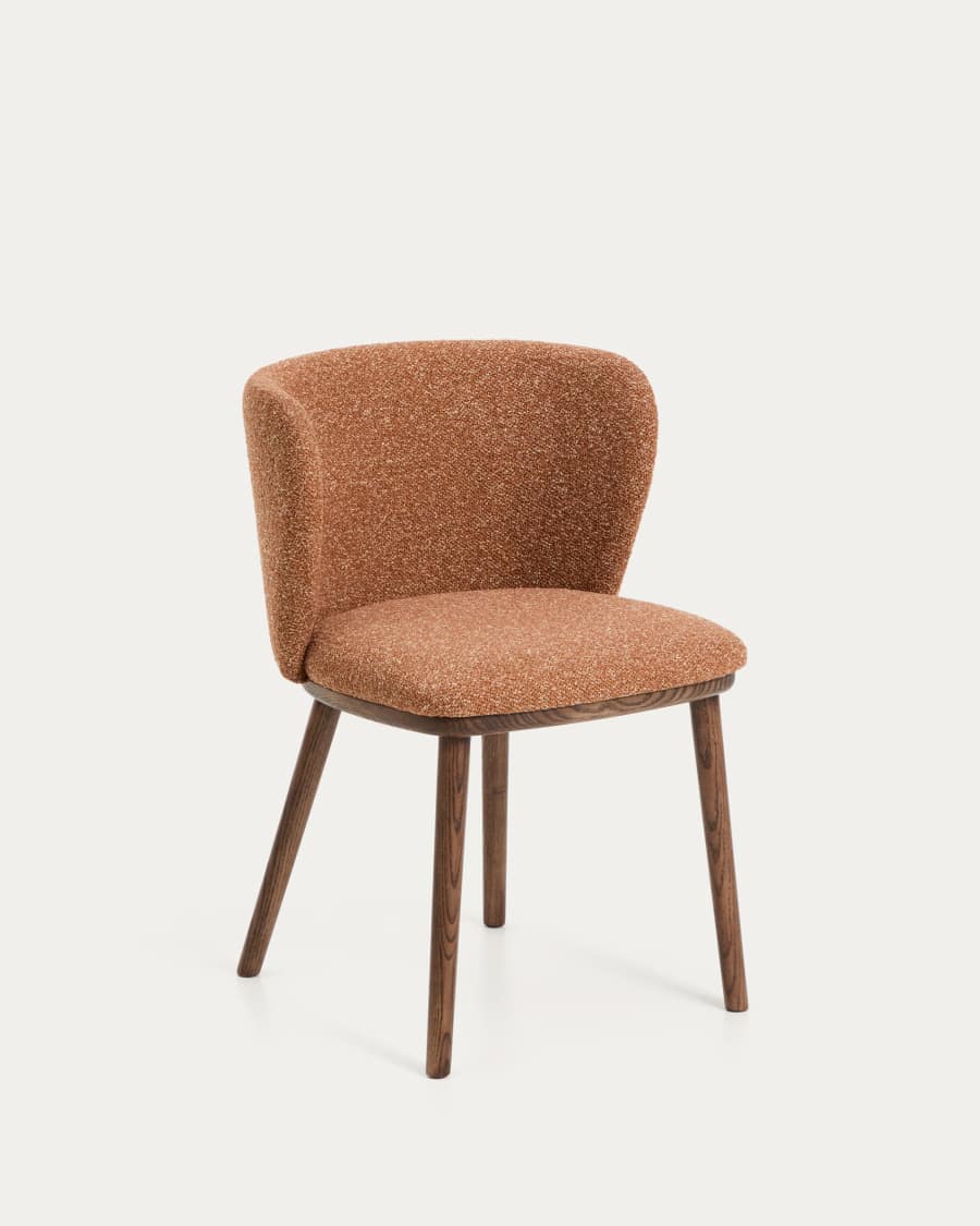 Kave home, wood chair, upholstered terracotta fabric