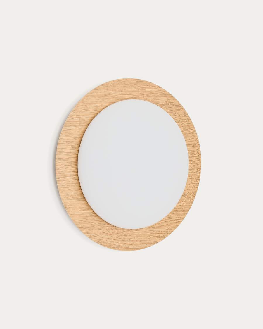 Novae ceiling lamp in light wood-effect brushed steel and frosted glass Ø 40 cm