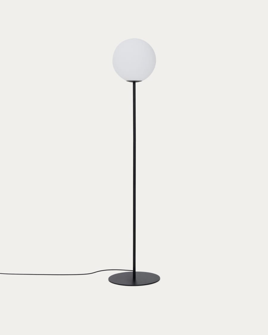 Brisia metal floor lamp with black finish and 1 frosted glass ball Ø30cm