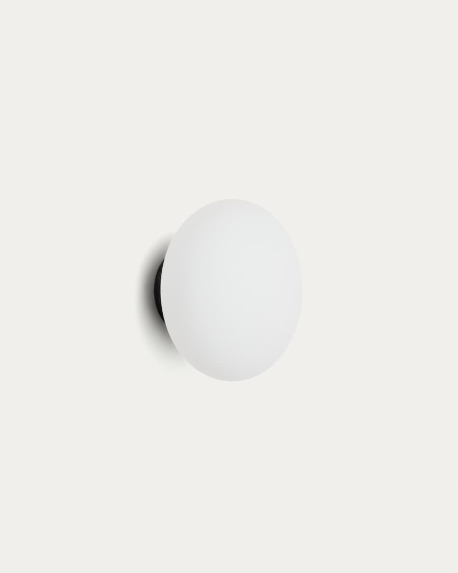 Bamila wall lamp in smoked glass and black metal Ø15cm