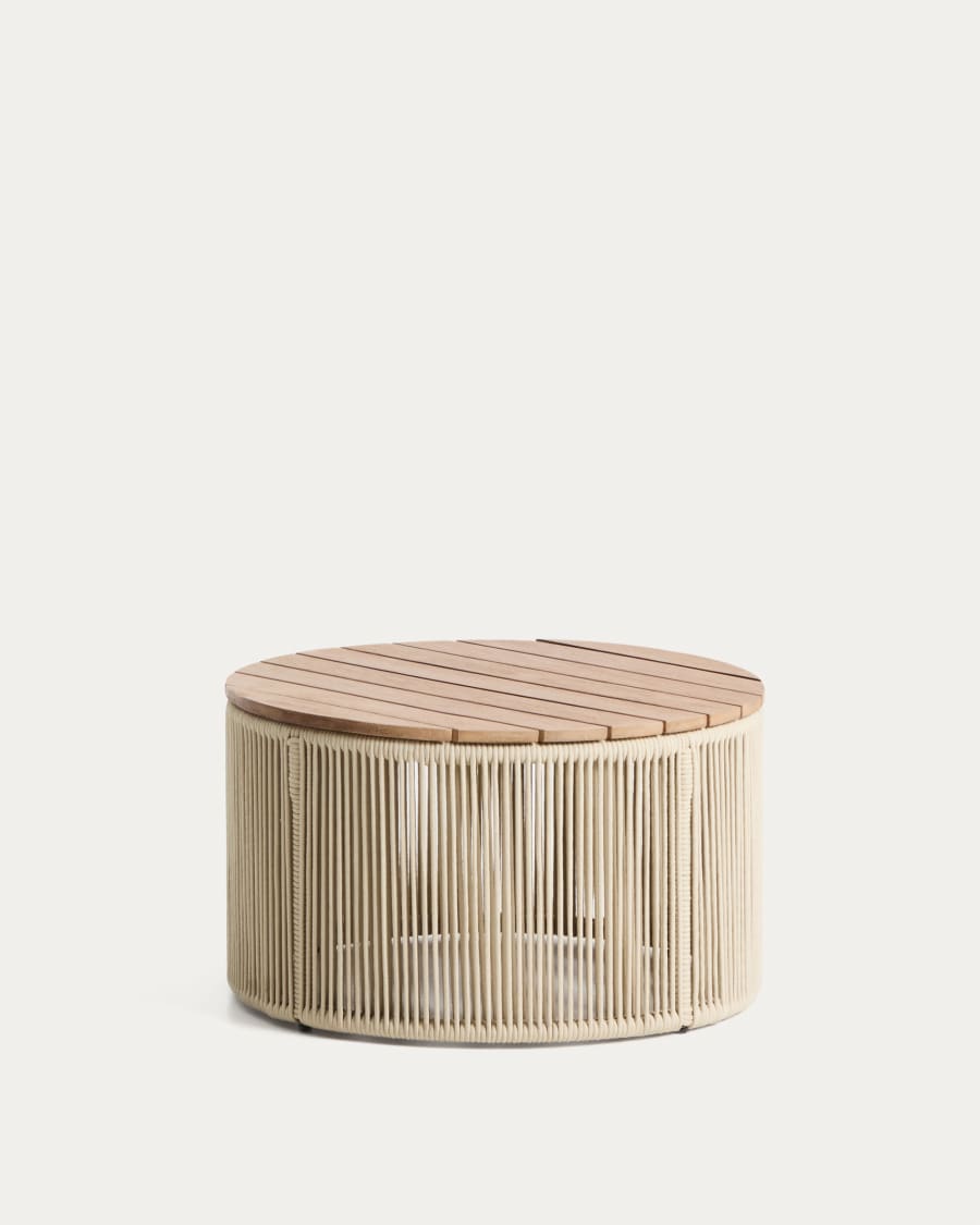 Dandara coffee table in steel, ecru rope cord and solid acacia wood Ø60cm FSC 100%