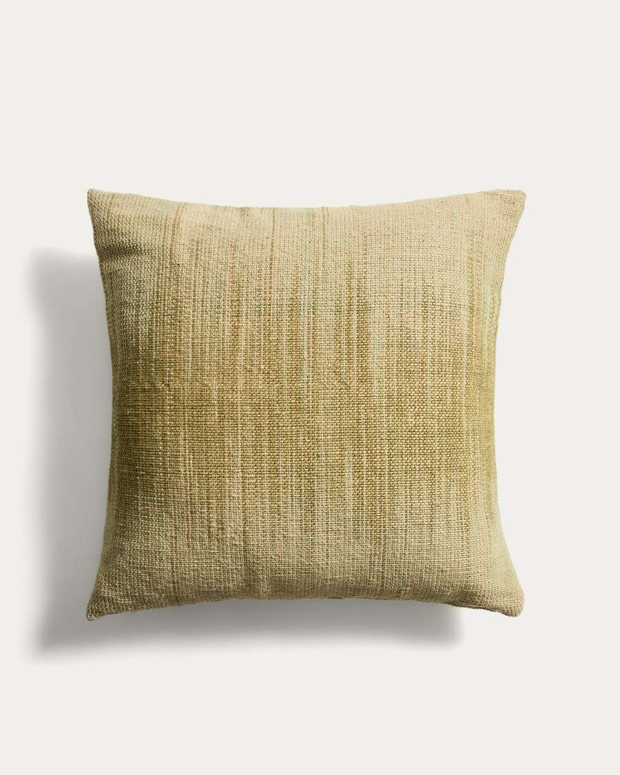 Liroda jute floor cushion cover with green ikat graphic 70 x 70 cm