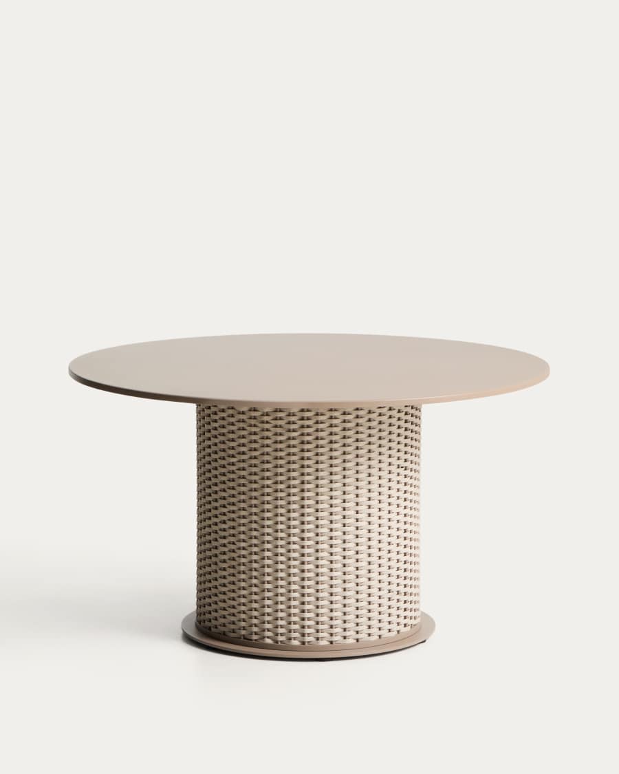 Sedalis taupe outdoor table in aluminium and rope cord Ø135cm