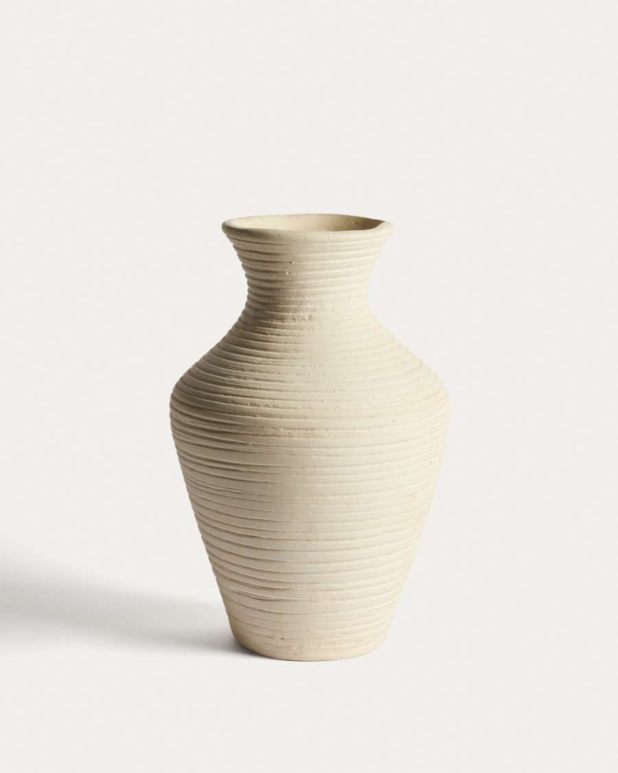 Beige Pappmaché-Vase Pria, 36 cm