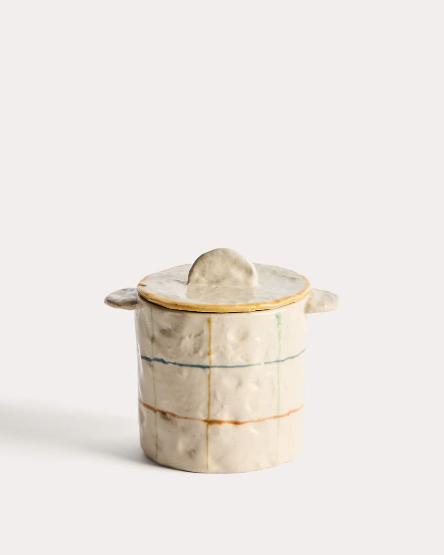 Belor ceramic pot with multicoloured lines 13.5cm