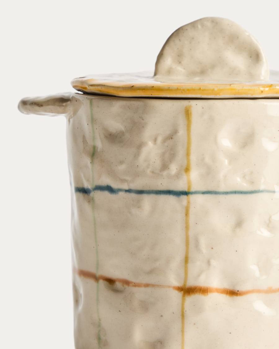 Belor ceramic pot with multicoloured lines 13.5cm