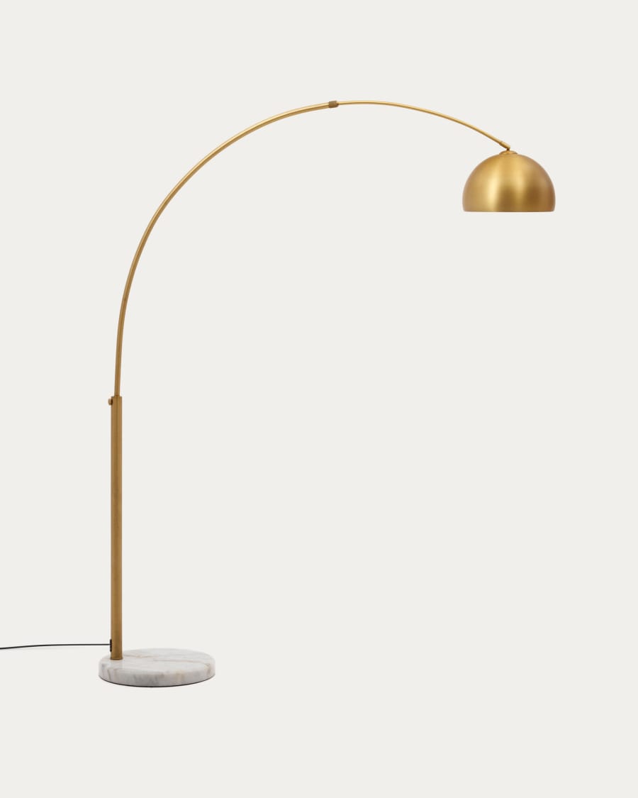 Kave Home Madali Brass Arc Floor Lamp marble| Rooms and you