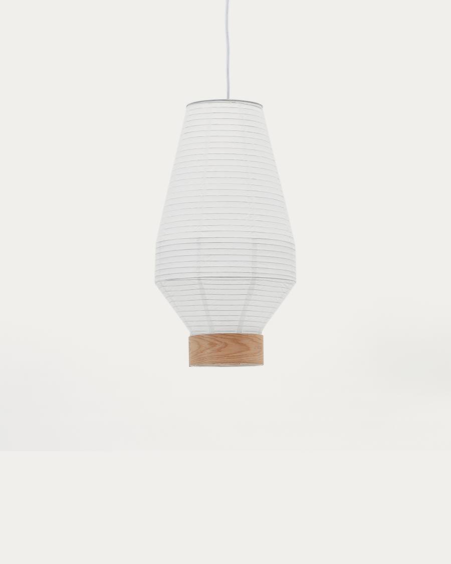 Hila ceiling lamp screen in white paper with natural wood veneer Ø 30 cm