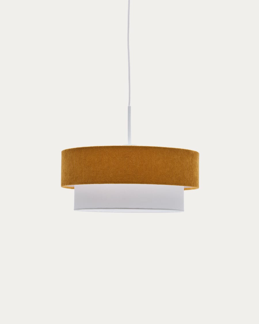 Bianella ceiling lamp in cotton and mustard corduroy, Ø 40 cm