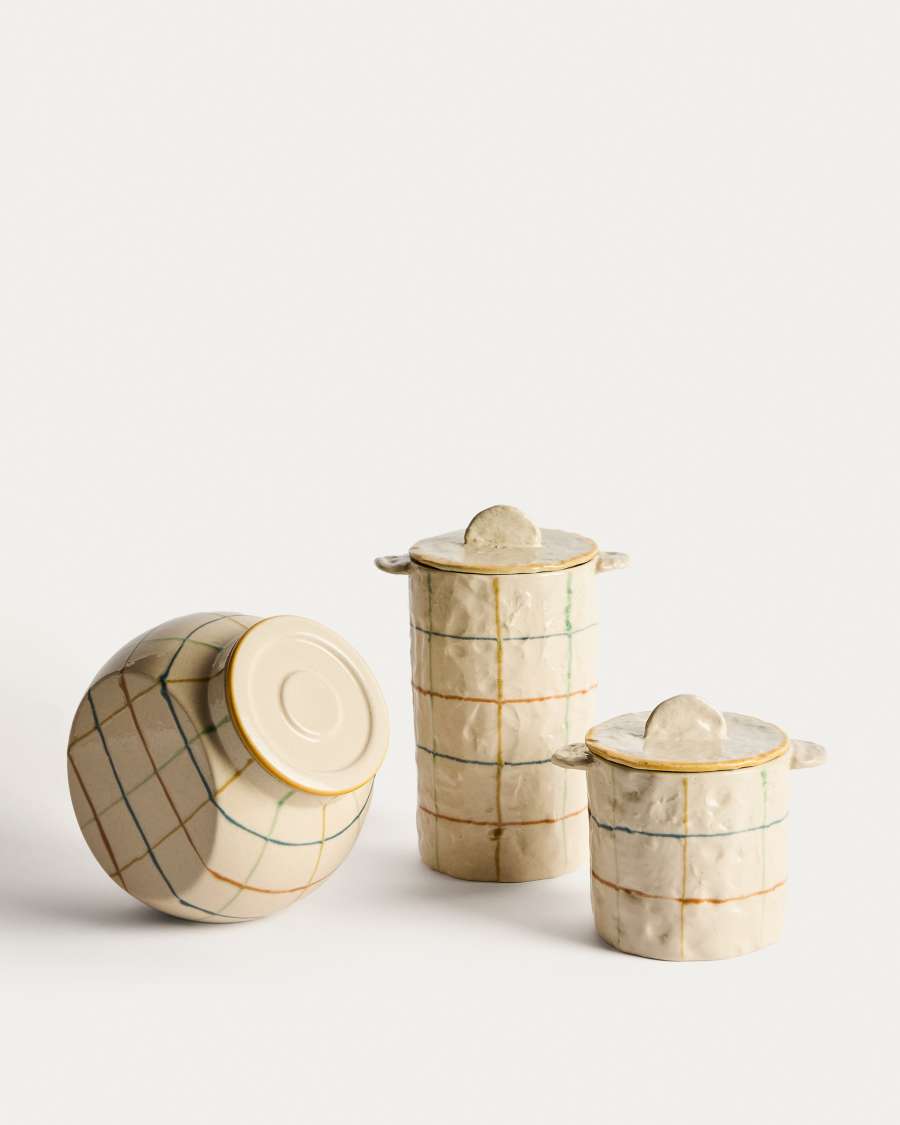 Belor ceramic pot with multicoloured lines 17cm