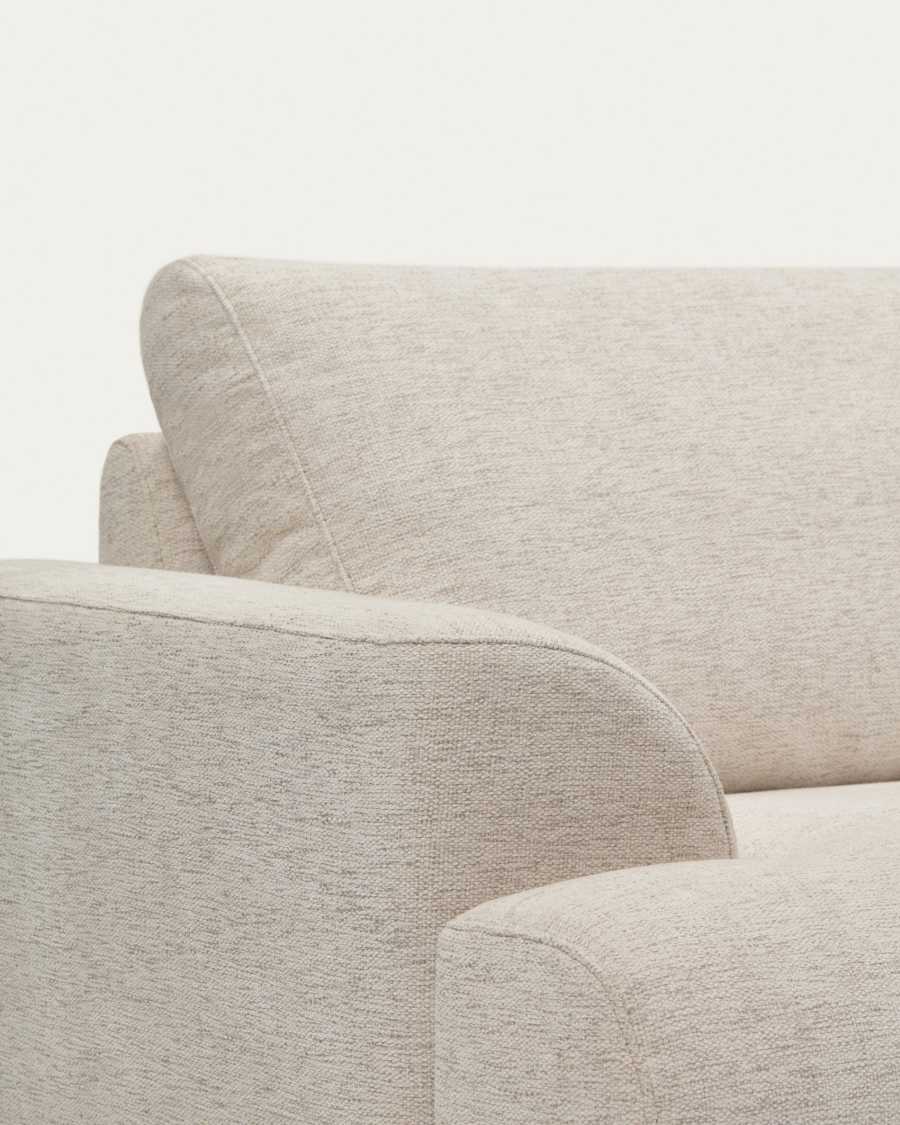 Karin 2-seater sofa in beige chenille with solid beech wood legs in walnut-tone finish 210 cm