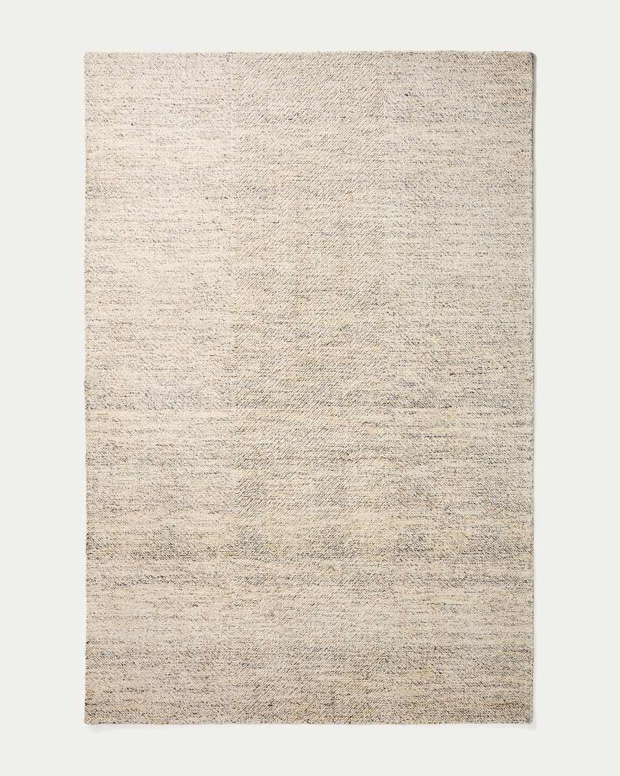 Lenuo ecru wool and cotton jacquard rug 200 x 300cm