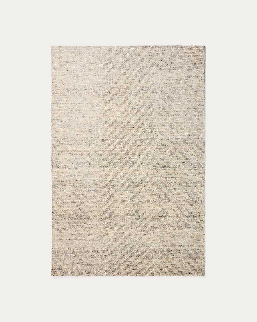 Lenuo ecru wool and cotton jacquard rug 160 x 230cm