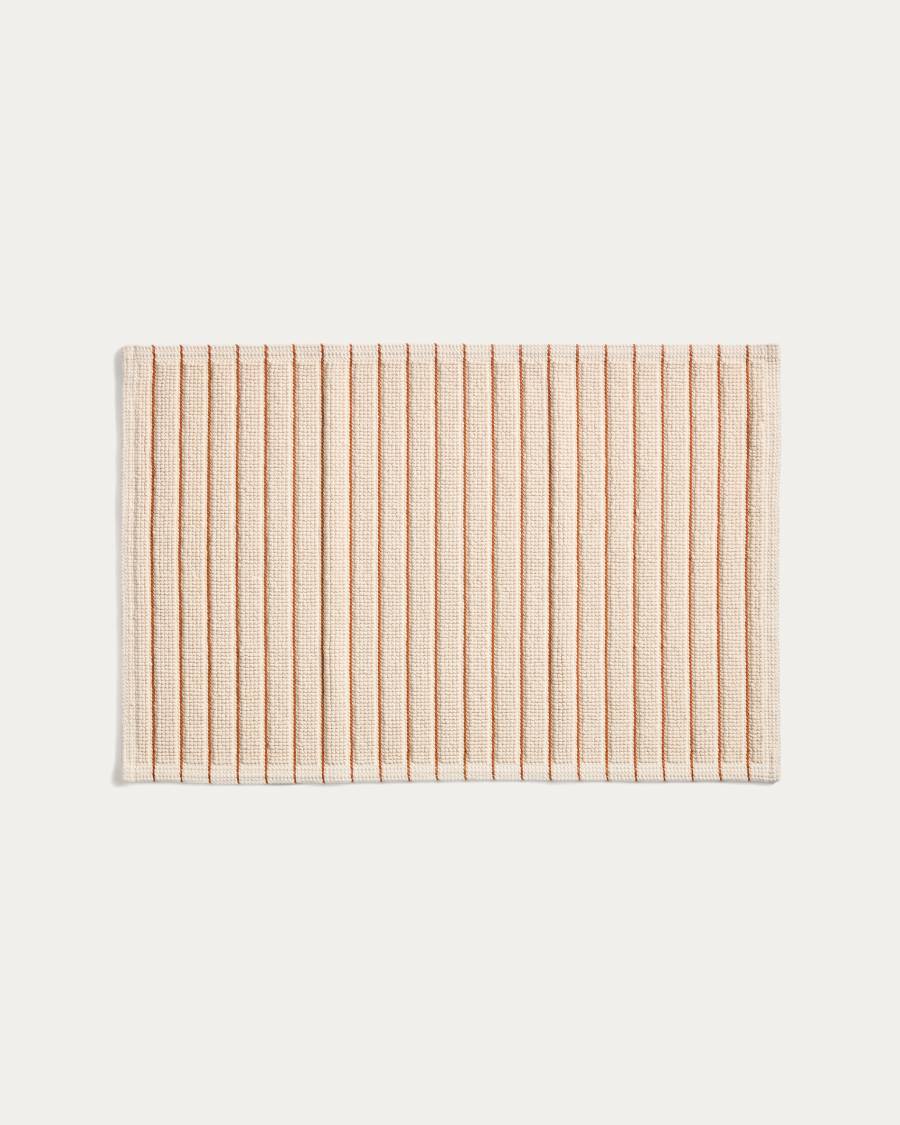 Merade cotton bathmat with orange stripes 50 x 80cm