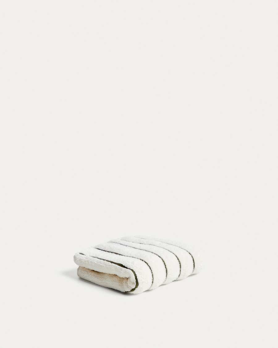 Dorane 100% cotton hand towel with green stripes 30 x 50cm