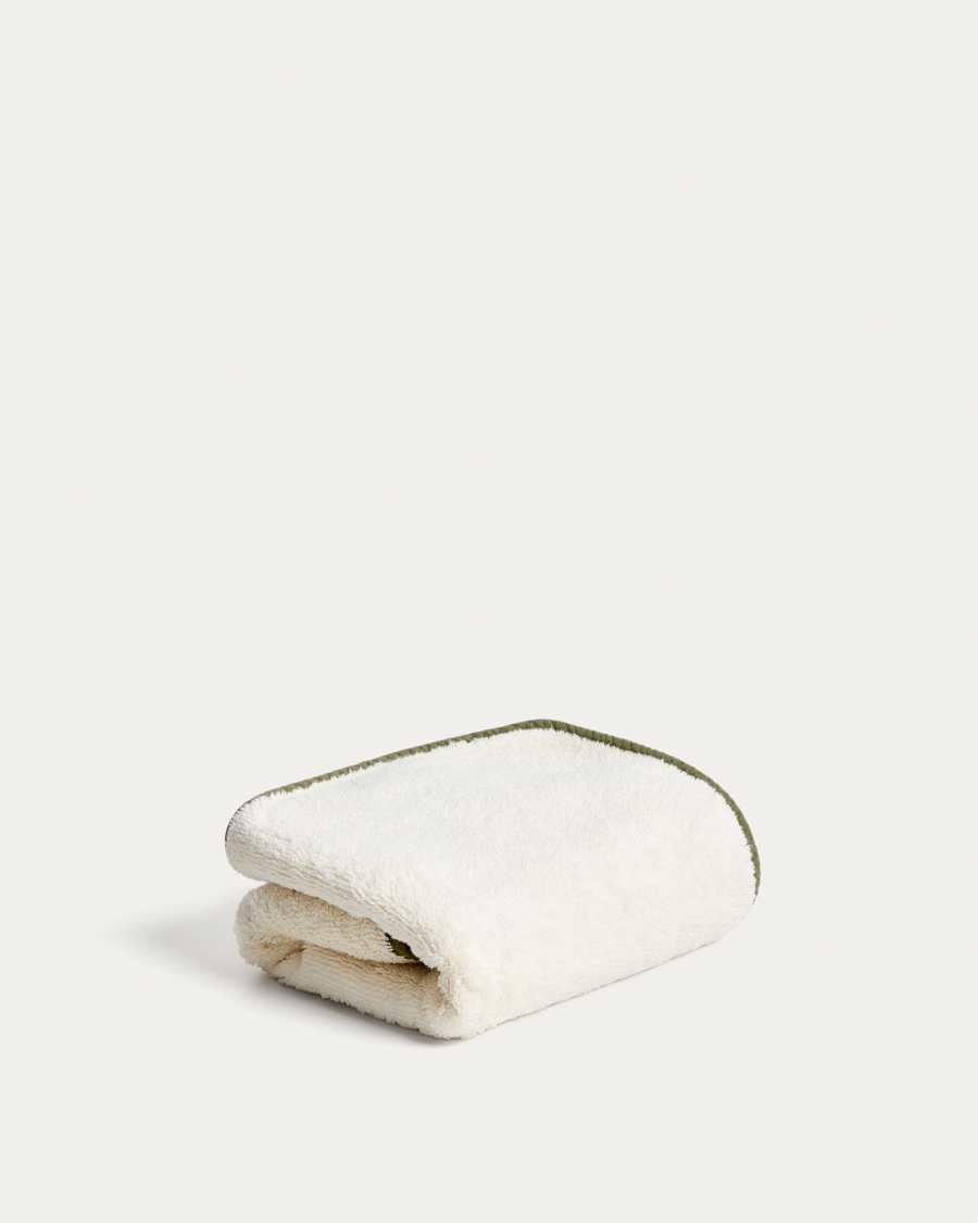 Sedora 100% cotton hand towel with green contrast detail 50 x 90cm