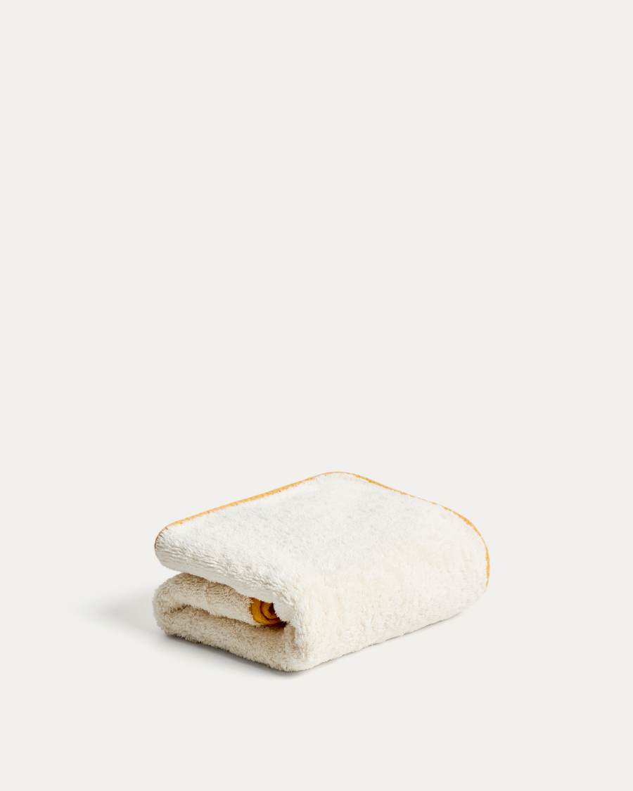 Sedora 100% cotton hand towel with yellow contrast detail 50 x 90cm