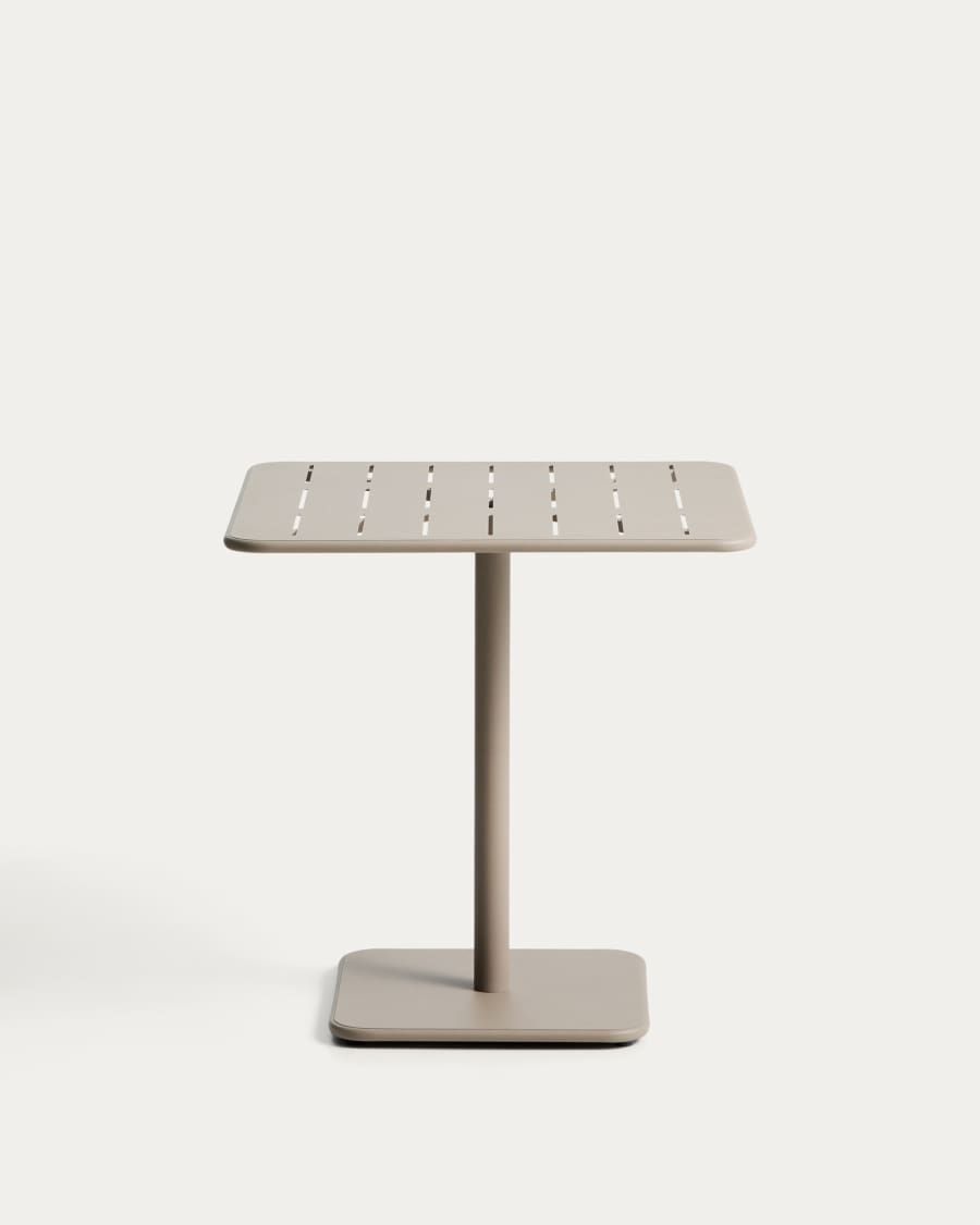 Brai outdoor table in taupe galvanised steel 70 x 70cm
