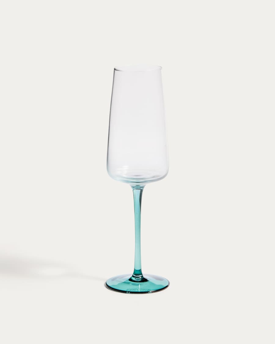 Irides clear champagne glass with blue detail, 31.5 cl
