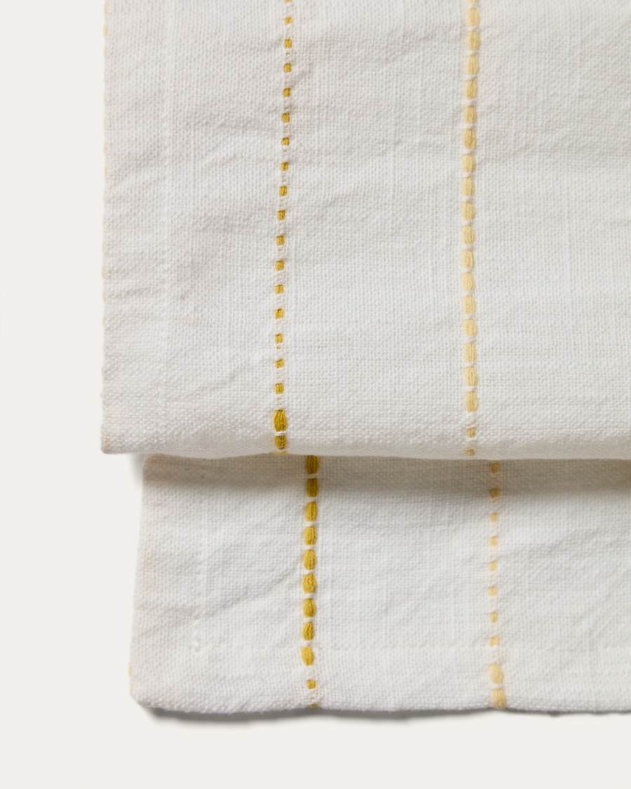Anila set of 2 yellow cotton jacquard napkins 35 x 35cm