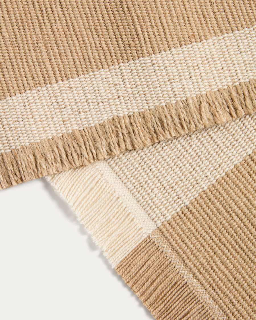 Daltan beige striped cotton and jute table runner 50 x 150cm