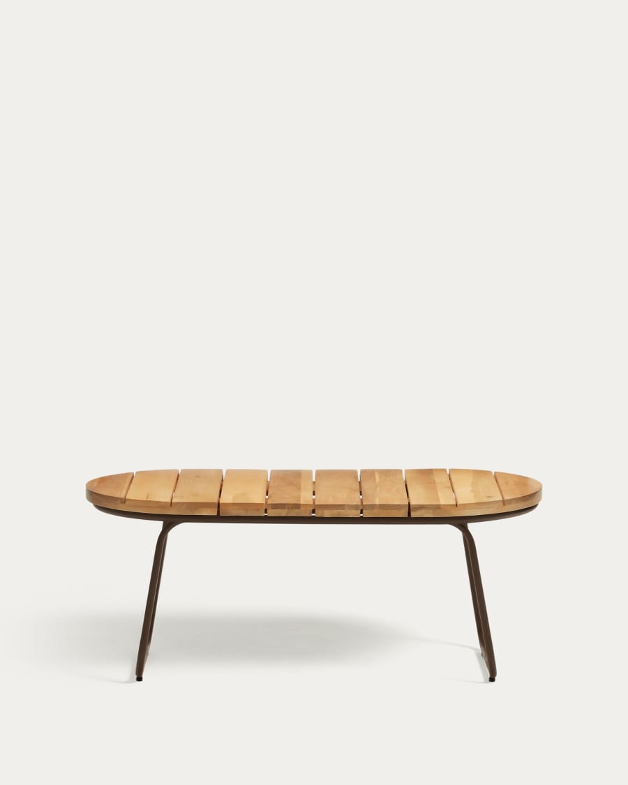 Salguer outdoor coffee table in solid acacia & brown steel, Ø 100 x 50 cm FSC 100%