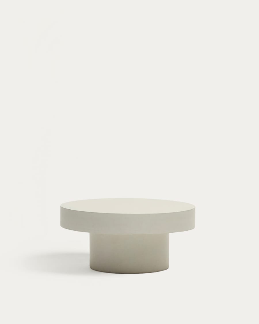 Aiguablava round coffee table in white cement, Ø 66 cm
