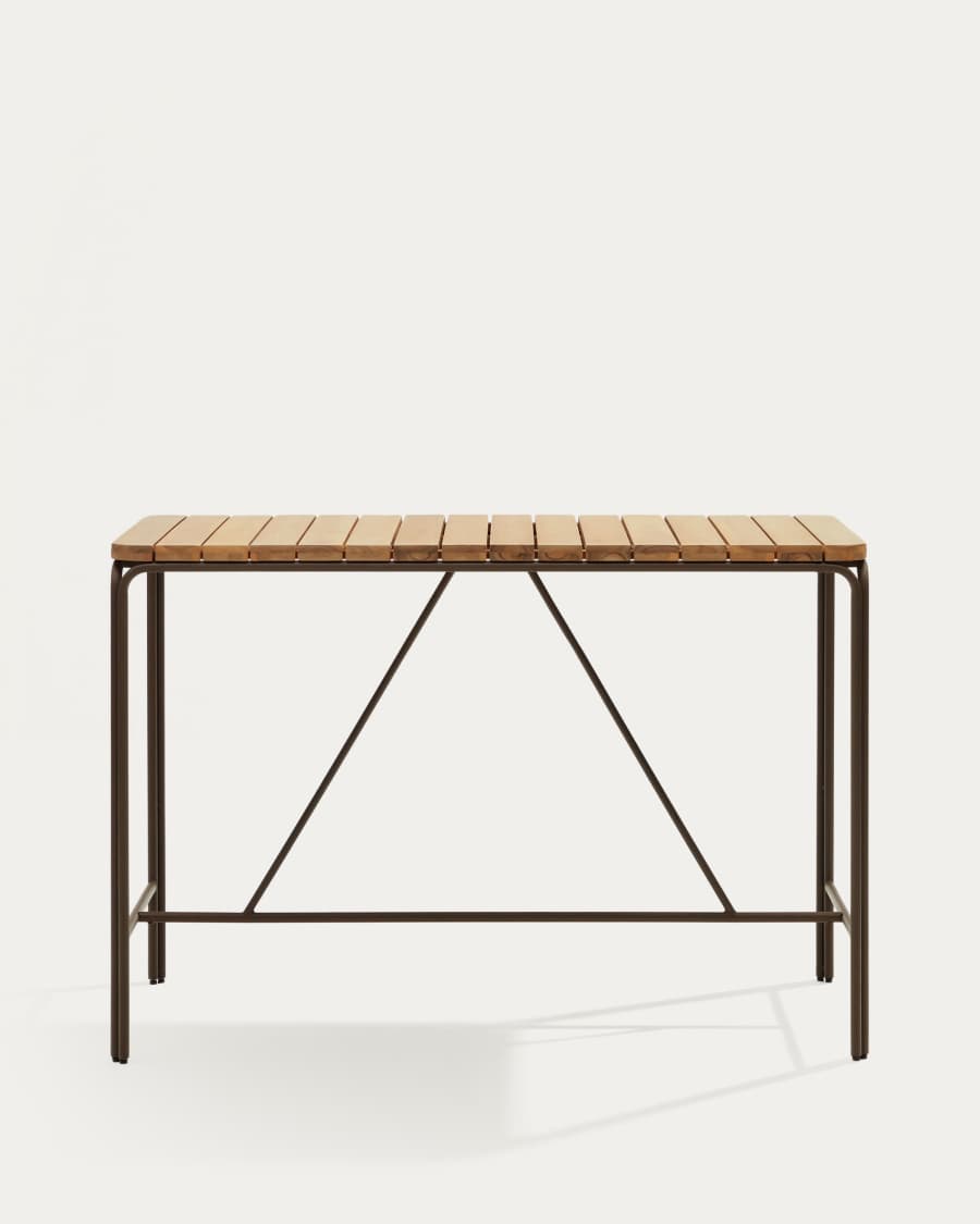 Salguer solid acacia & brown steel bar table, outdoor suitable, 140 x 70 cm FSC 100%