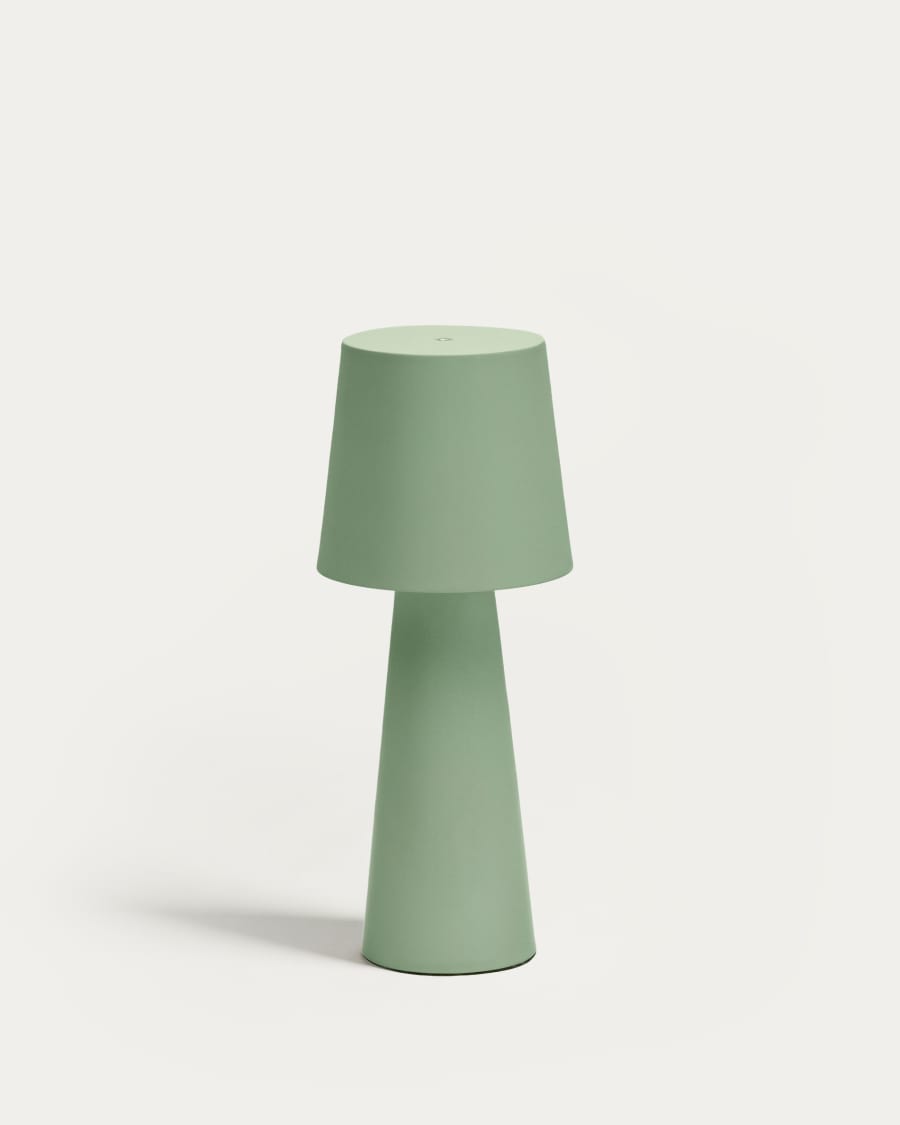 Arenys large outdoor metal table lamp in a turquoise painted finish