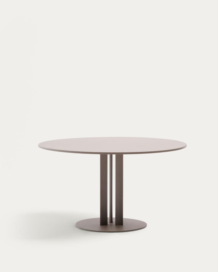 Sedalis round outdoor table in steel with taupe aluminium top Ø120cm