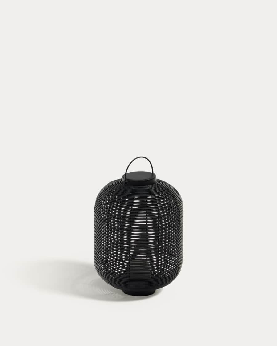Saranella portable table lamp in black polyrattan