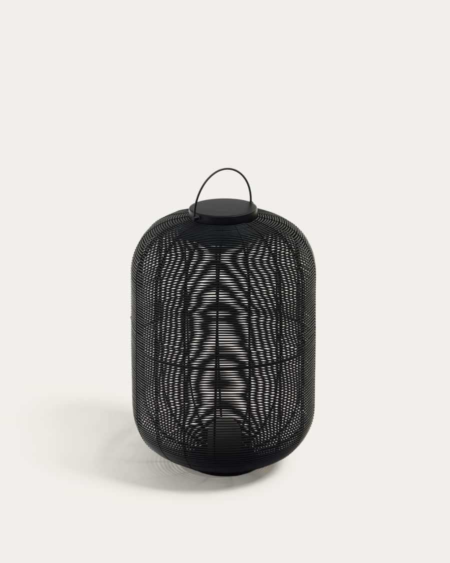 Saranella large portable table lamp in black polyrattan
