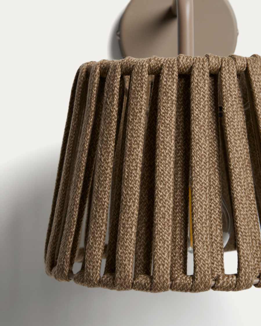 Aldet beige outdoor wall light in flat rope cord and metal