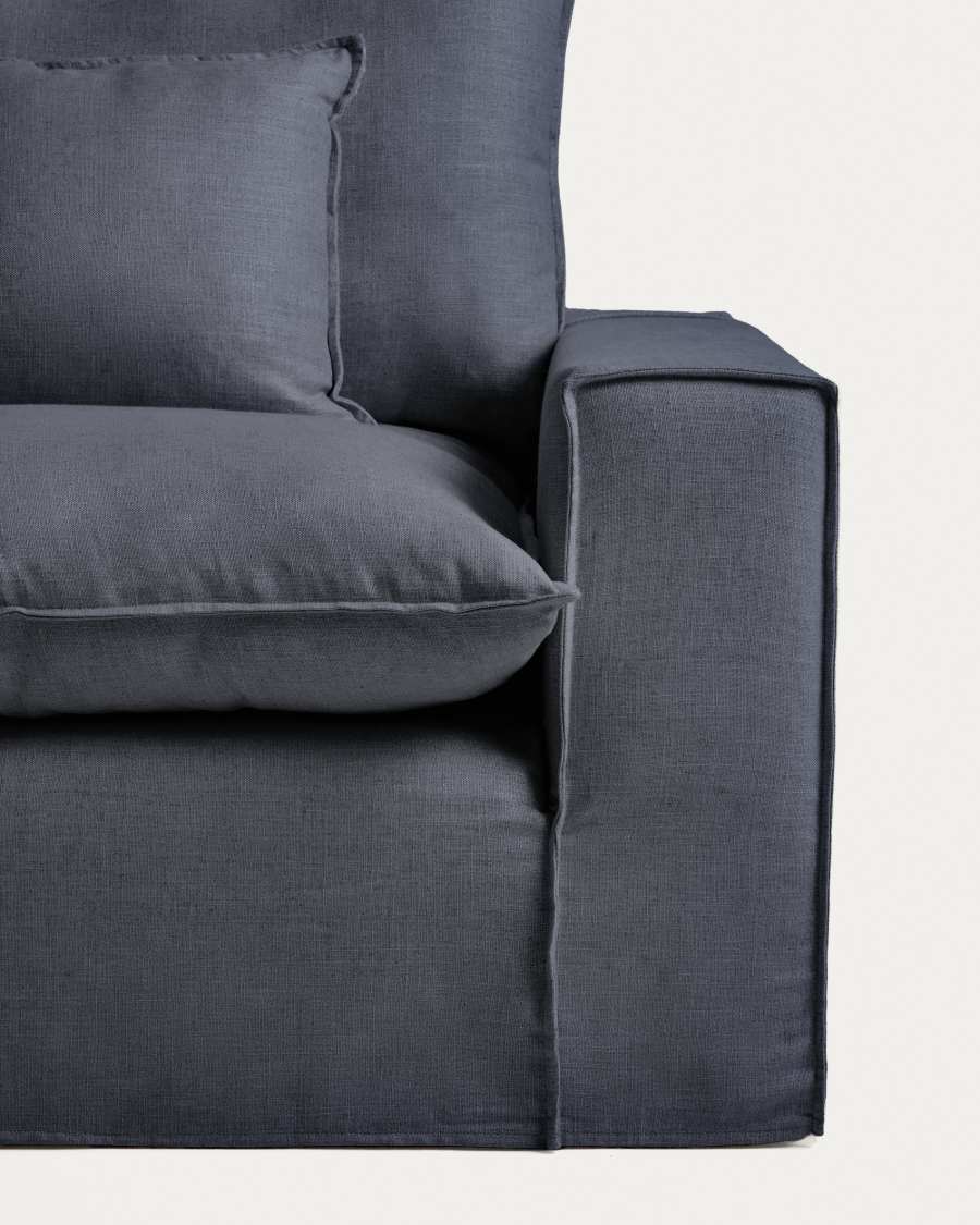 Anarela dark grey linen and viscose 5-seater modular sofa with removable cover 370cm FSC Mix Credit