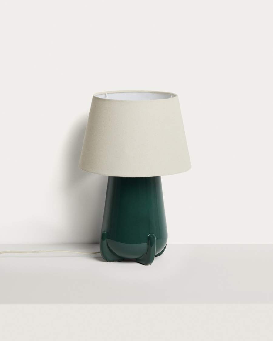 Odra table lamp in green ceramic with glossy finish