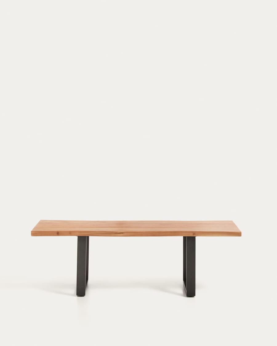 Uxue bench in solid acacia wood with black steel legs 140 x 45 cm