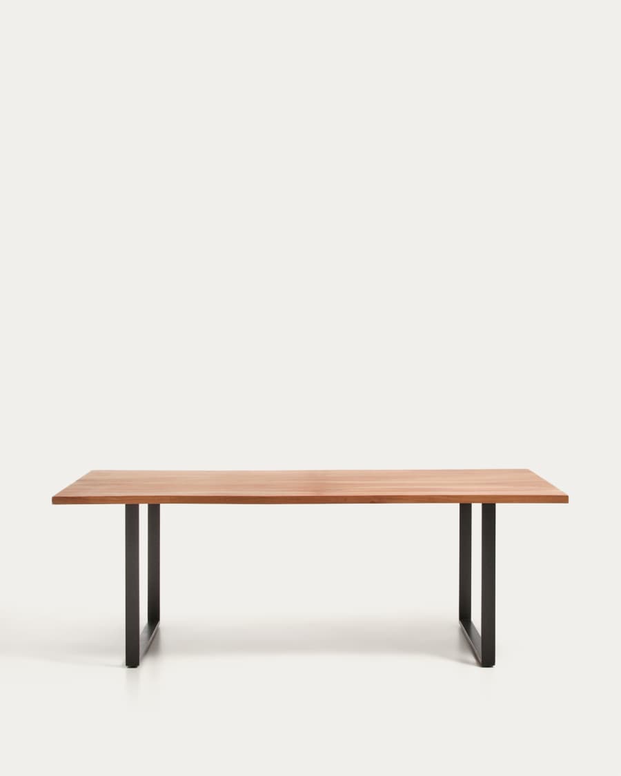 Uxue table in solid acacia wood with black steel legs 220 x 100 cm