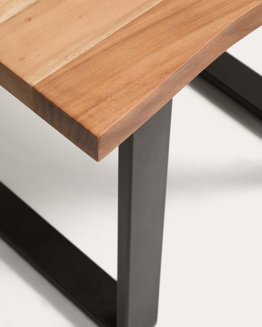 Uxue side table in solid acacia wood with black steel legs 65 x 65 cm