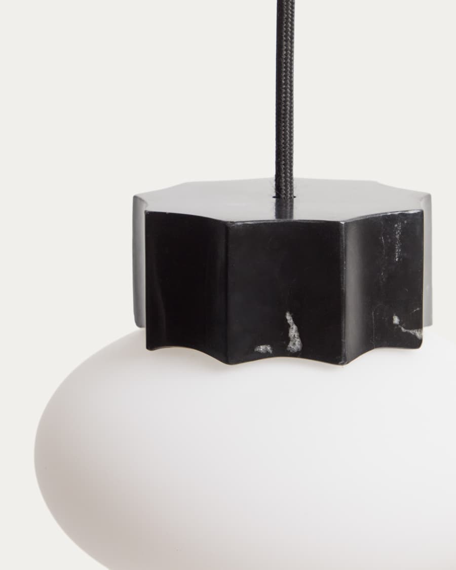 Idela ceiling lamp in smoked glass and black marble Ø15cm