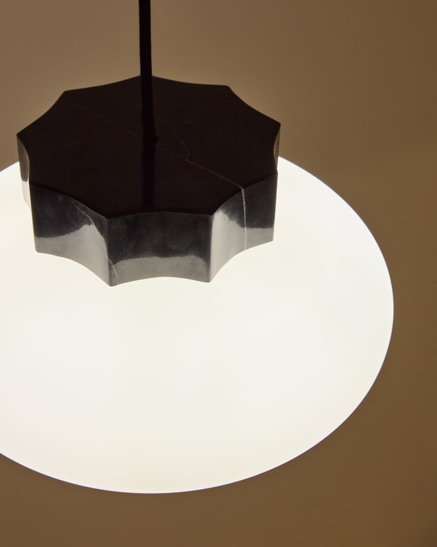 Idela ceiling lamp in smoked glass and black marble Ø26cm