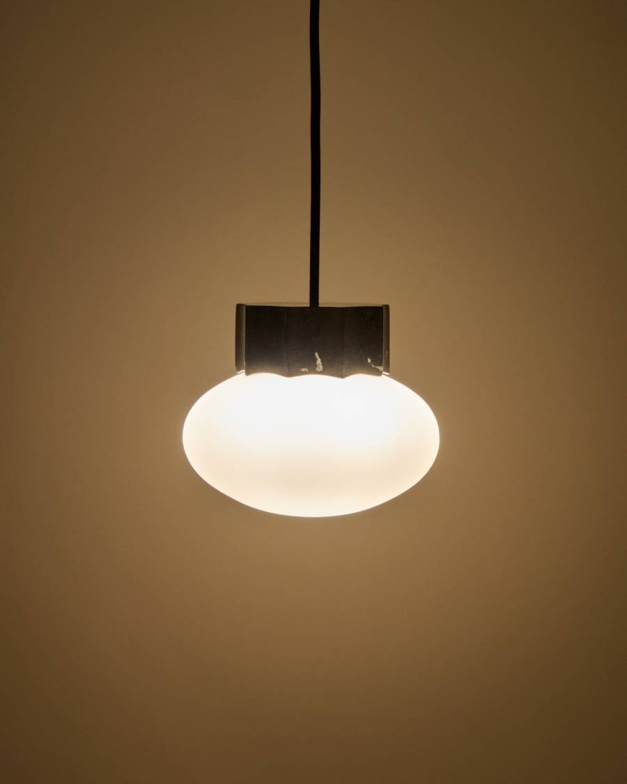 Idela ceiling lamp in smoked glass and black marble Ø15cm