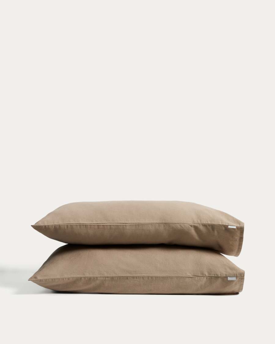 Simmel set of 2 brown linen blend pillowcases 50 x 80 cm