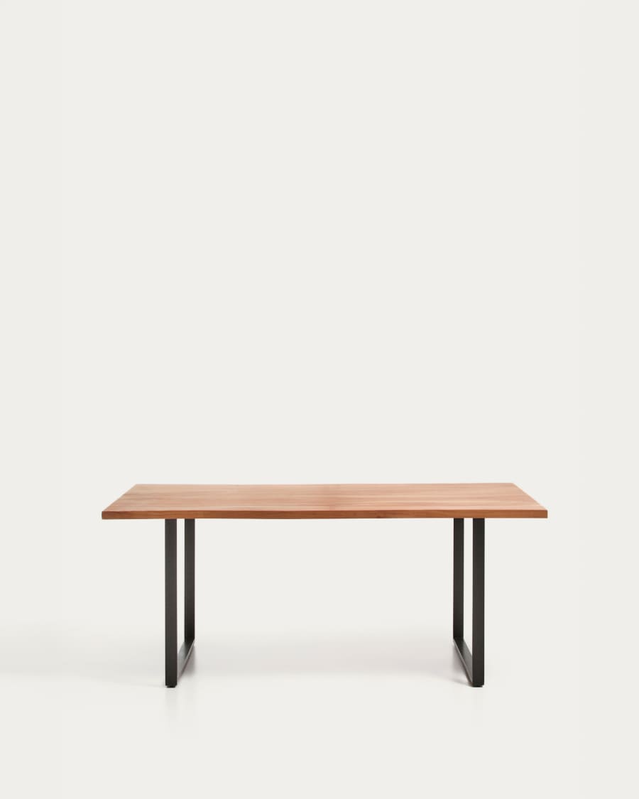 Uxue table in solid acacia wood with black steel legs 160 x 90 cm