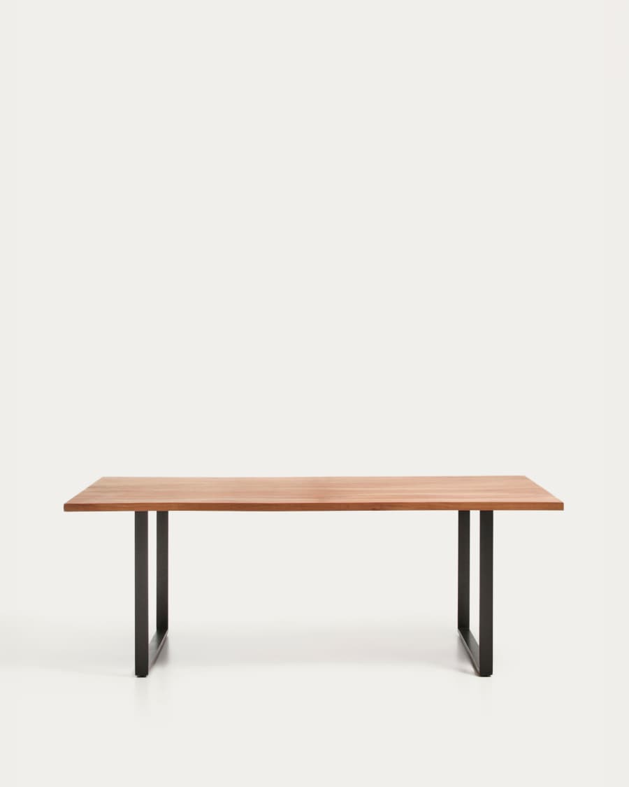 Uxue table in solid acacia wood with black steel legs 200 x 90 cm